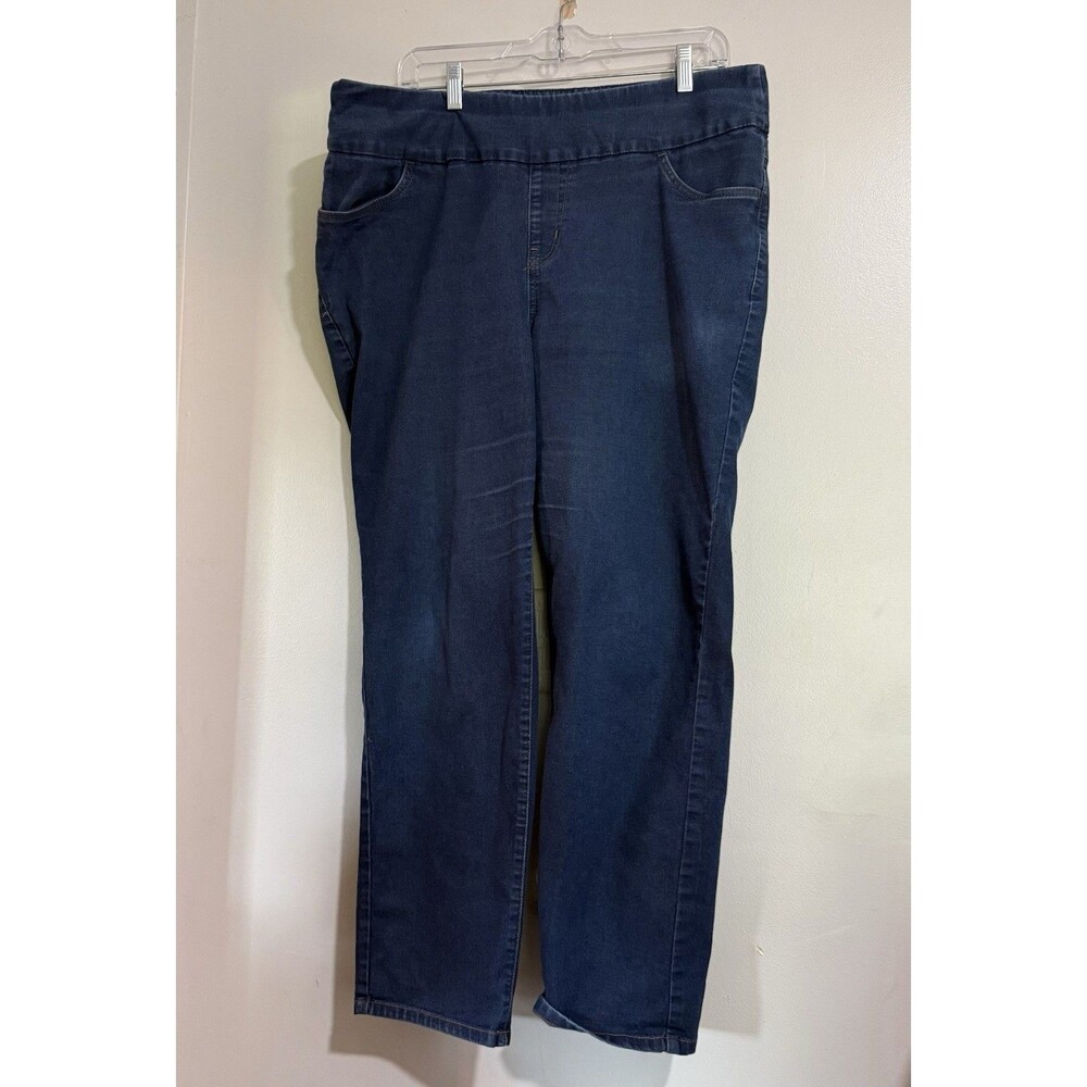 WOMAN WITHIN Stretch Waist Pull On Jeggings Blue Jeans Plus Size 18W Pockets